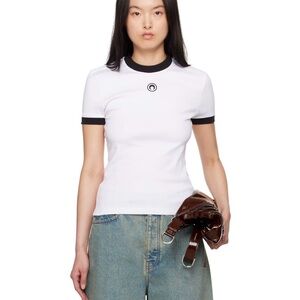Marine Serre White and Black Short Sleeve Tee